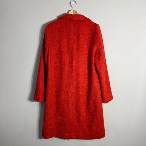 Bernardo Textured Wool Coat Women's Medium Orange Overcoat Pea Coat Jacket Chic - Picture 4 of 15